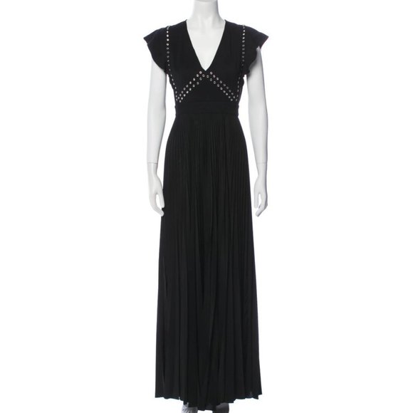A.L.C. Mara Grommet Trim Pleated Maxi Dress - Size 0 - Picture 5 of 10